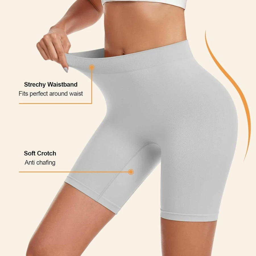 FRESBEIT 3 Pack Women's Anti-Slip Boyshorts - Seamless Under Dress Shorts, Comfortable Biker Panties for Smooth Coverage