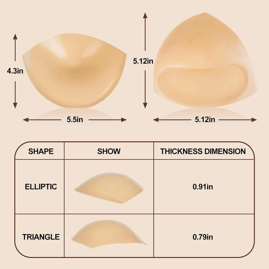 Auteek Reusable Double-Sided Sticky Bra Inserts - Invisible Lift Push Up Breast Pads, Washable Self-Adhesive Boob Pads for Women