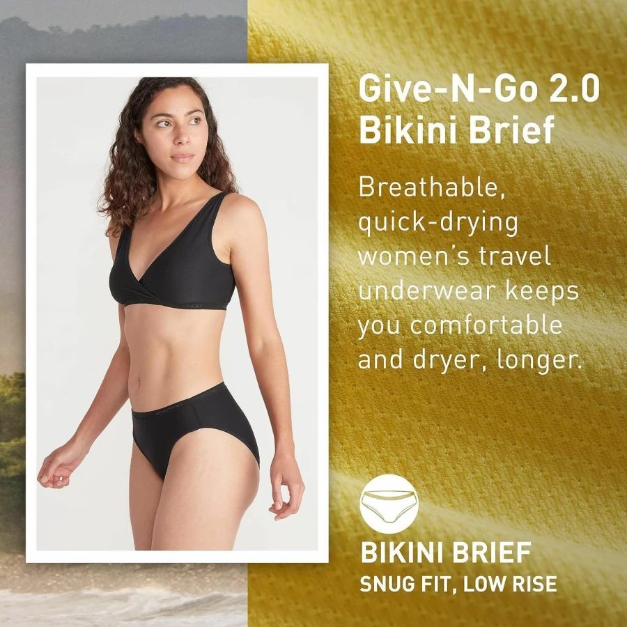 ExOfficio Women's Give-N-Go 2.0 Bikini Brief Underwear 2-Pack - Quick-Dry Travel Underwear