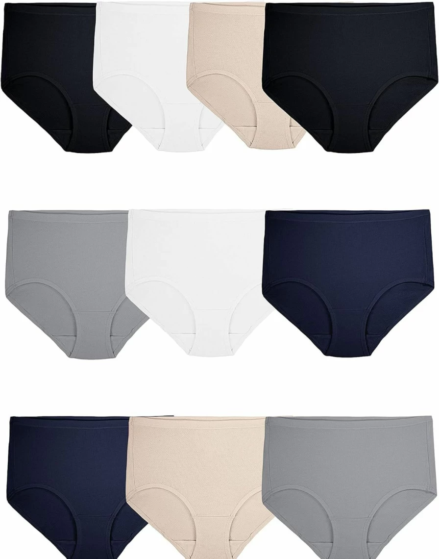 Fruit of the Loom Women's Eversoft Cotton Briefs - Tag-Free, Breathable Underwear for Plus Size Comfort