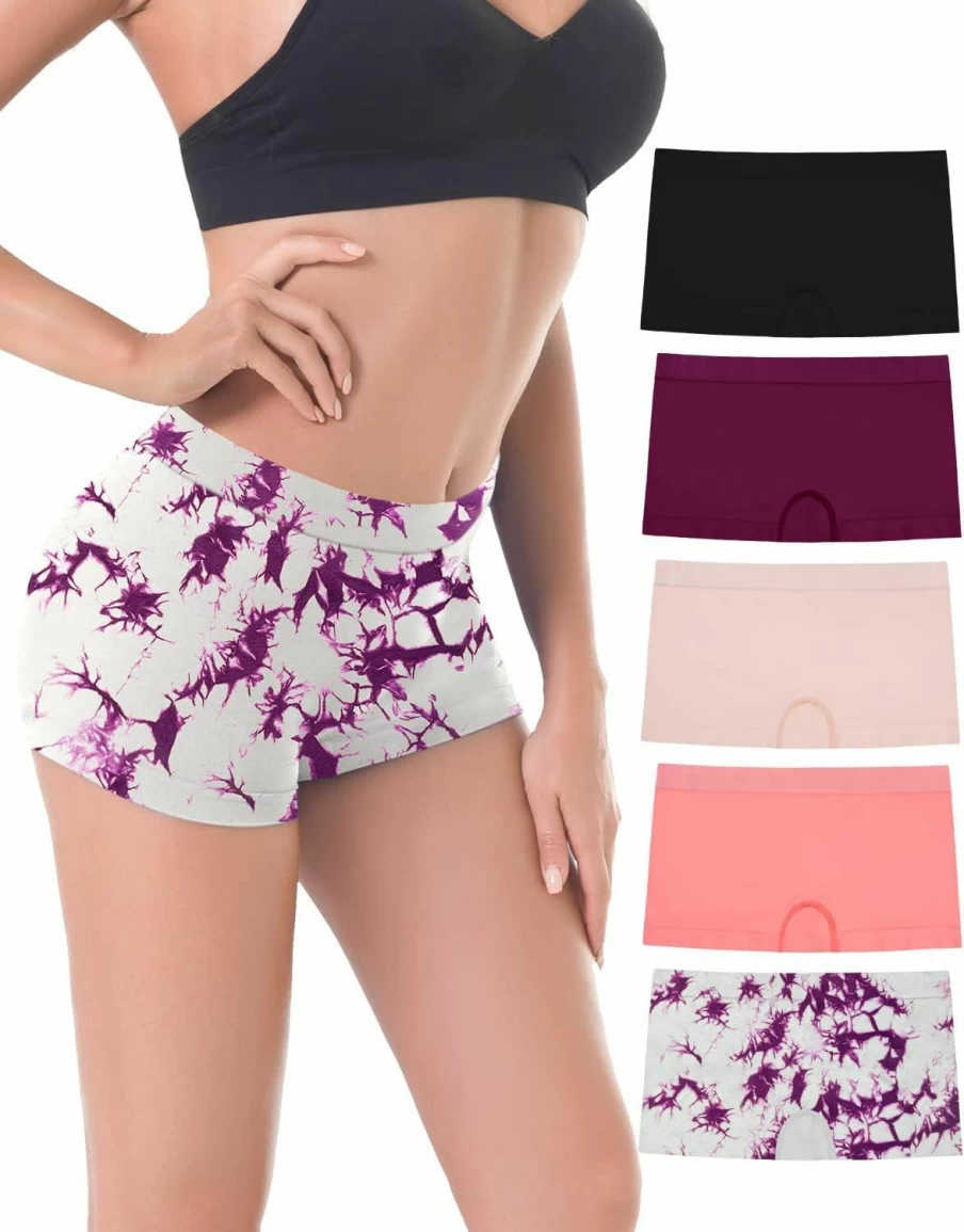 LALESTE Women's Seamless Boyshort Underwear 5-Pack - Soft, Stretchable Full Coverage Panties Boxer Briefs
