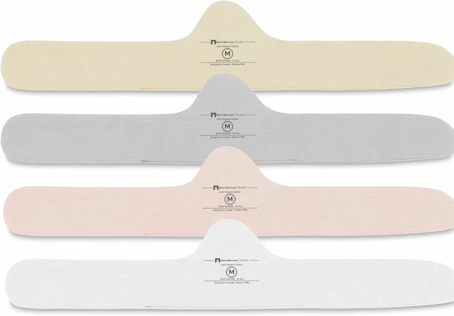 More of Me to Love Organic Cotton Bra Liners 4-Pack - Pearl White, Blush Pink, Stone Gray, Fawn Beige - Comfortable & Breathable Underwear Liner