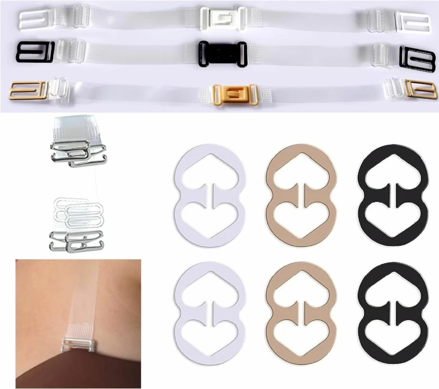 DIVA'S Adjustable Clear Bra Strap Holders - Plus Size Silicone Clips for Invisible Support
