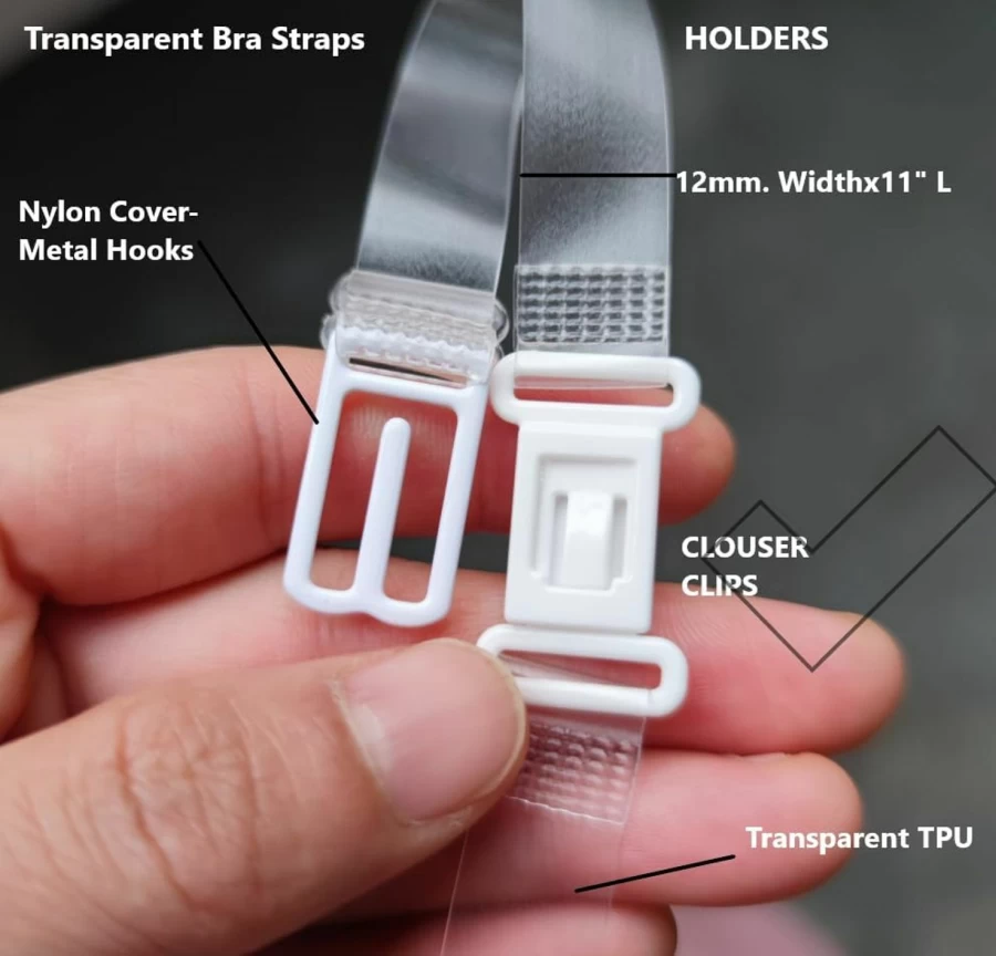 DIVA'S Adjustable Clear Bra Strap Holders - Plus Size Silicone Clips for Invisible Support