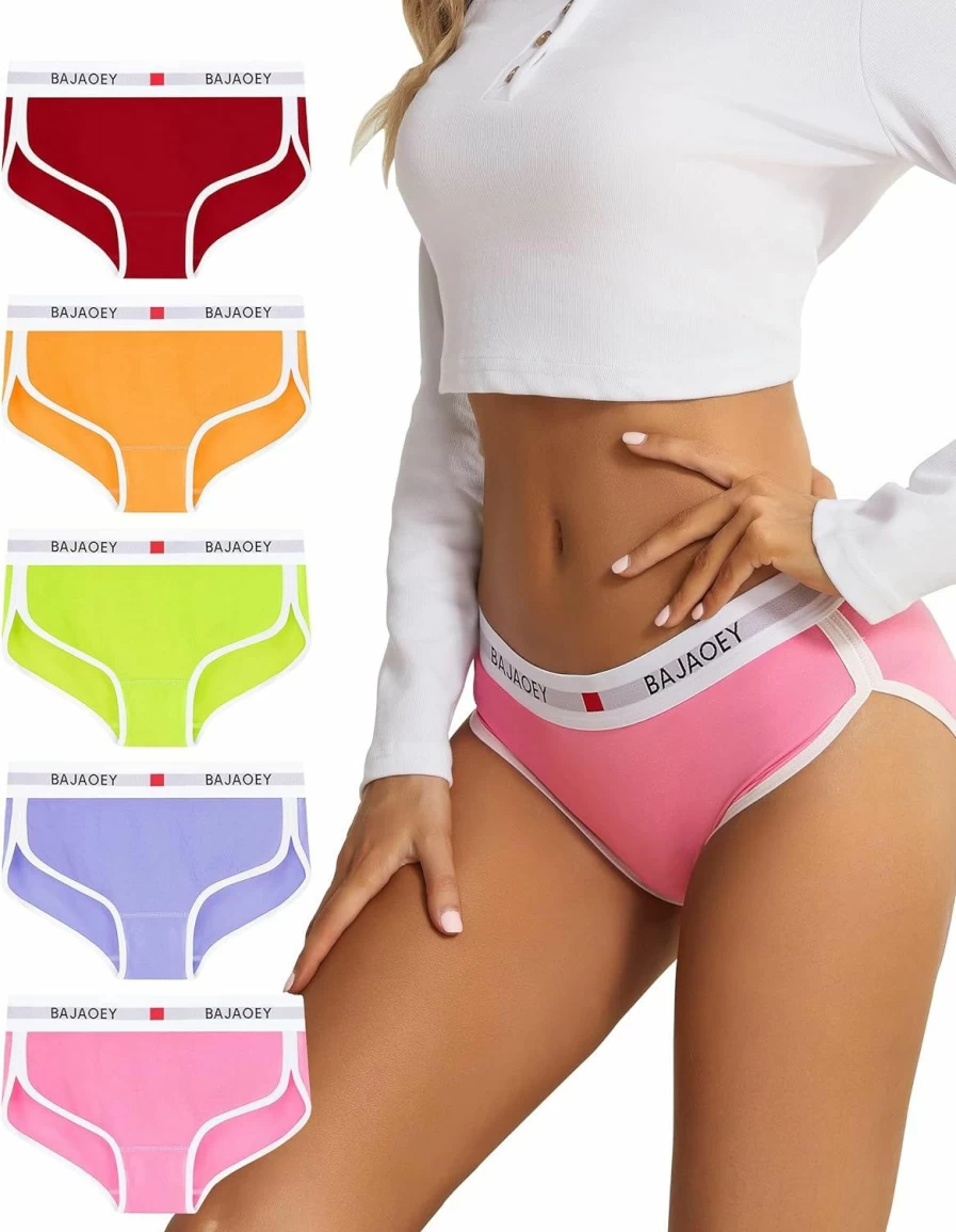 BAJAOEY Women's Cotton Cheeky Panties 5-Pack - Soft Comfy Bikini Underwear for Women, S-XL