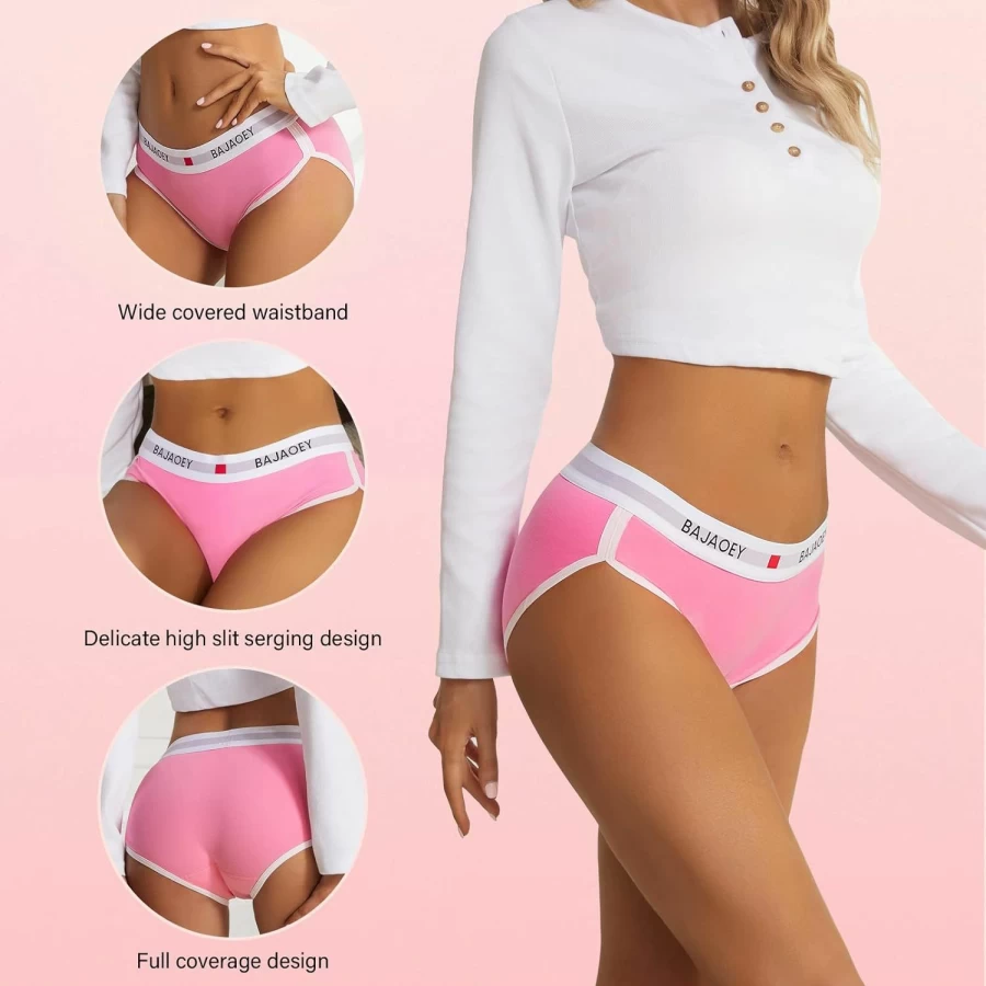 BAJAOEY Women's Cotton Cheeky Panties 5-Pack - Soft Comfy Bikini Underwear for Women, S-XL