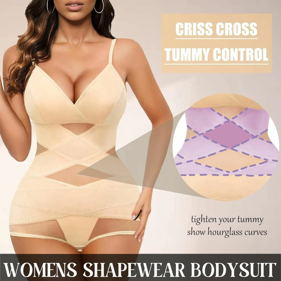 Avidlove Women's Plus Size Tummy Control Shapewear Bodysuit with Snap Crotch - Slimming Body Shaper Suit for Seamless Comfort