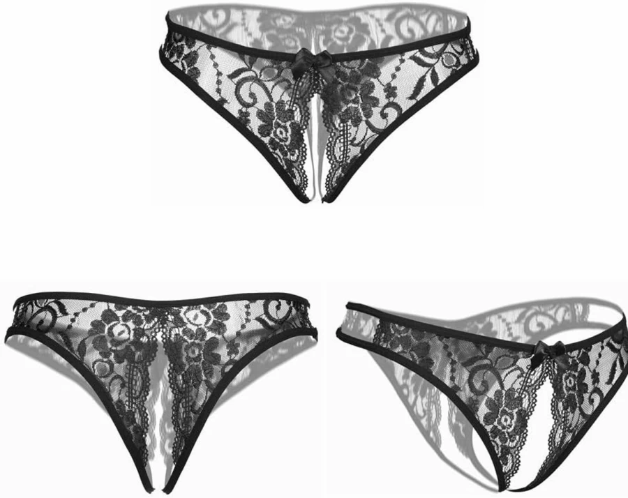Jelove Women's Floral Lace Thong Panties Set - 4 Pack Sexy Underwear Briefs for Women