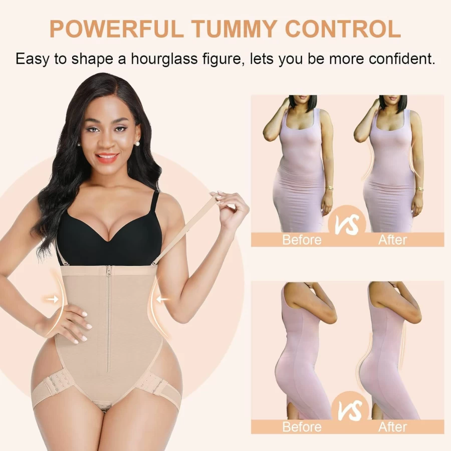 FeelinGirl Women's Tummy Control Shapewear Shorts - Firm Compression Thong Bodyshaper for Invisible Slimming & Butt Lifting