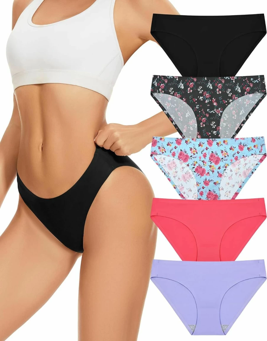 Sunm Boutique Women's No Show Invisible Bikini Panties - Seamless, Soft & Stretchable Underwear