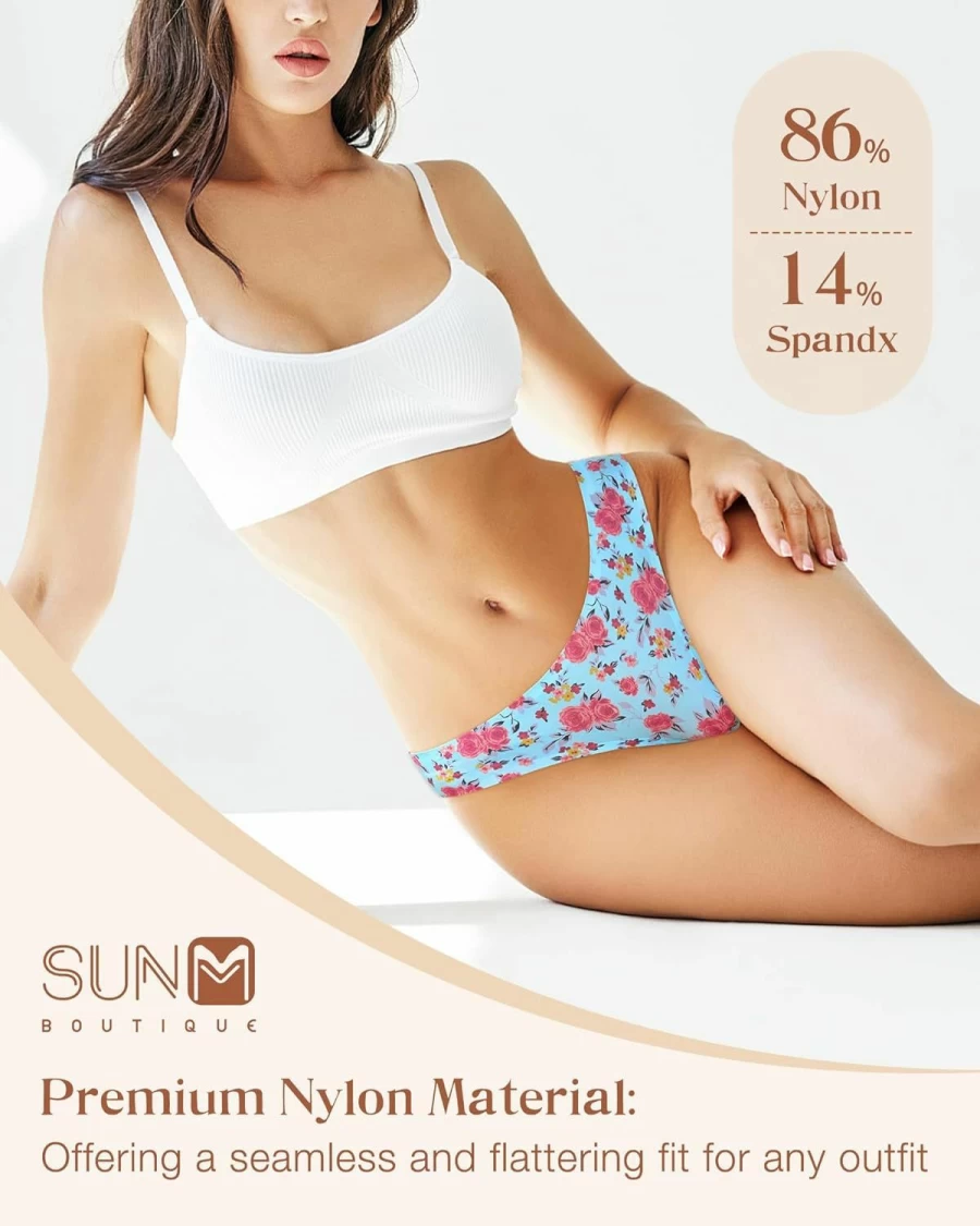 Sunm Boutique Women's No Show Invisible Bikini Panties - Seamless, Soft & Stretchable Underwear