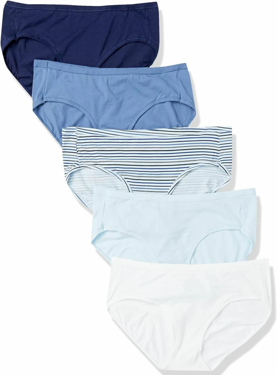 Hanes Women's Moisture-Wicking Hipster Panties 5-Pack - Breathable Cotton Underwear Briefs (Assorted Colors)