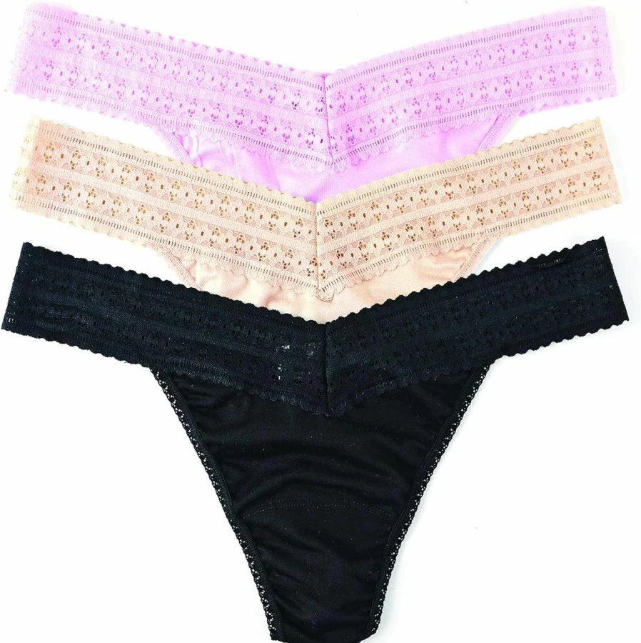 Hanky Panky Original Rise Thong 3-Pack - Tencel Modal Underwear for Women, One Size Fits 4-14, Comfortable Dream Collection
