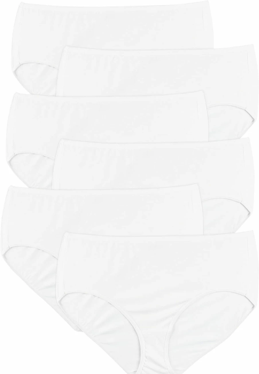 JUST MY SIZE Women's Cotton Comfort Briefs 6-Pack - Soft Breathable Underwear