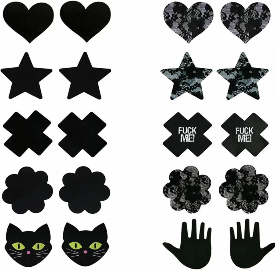 CLOHO Disposable Self-Adhesive Nipple Covers - 10 Pairs Medium Breast Pasties for Women, Reusable Lingerie Petals