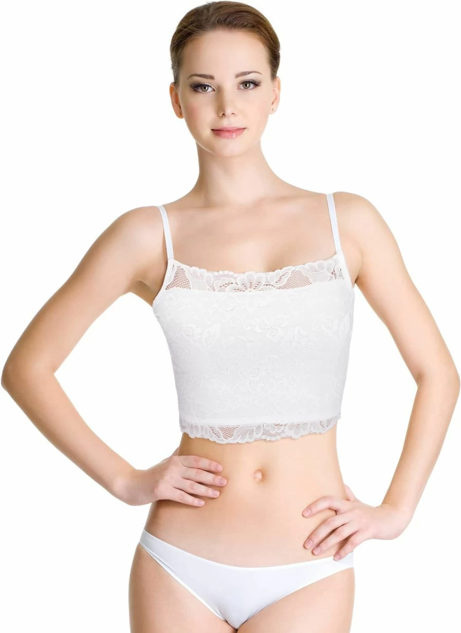 Boao Women's Lace Cami Top - 4 Pack Stretch Lace Bralette Set, Breathable Half Cami for Women & Girls