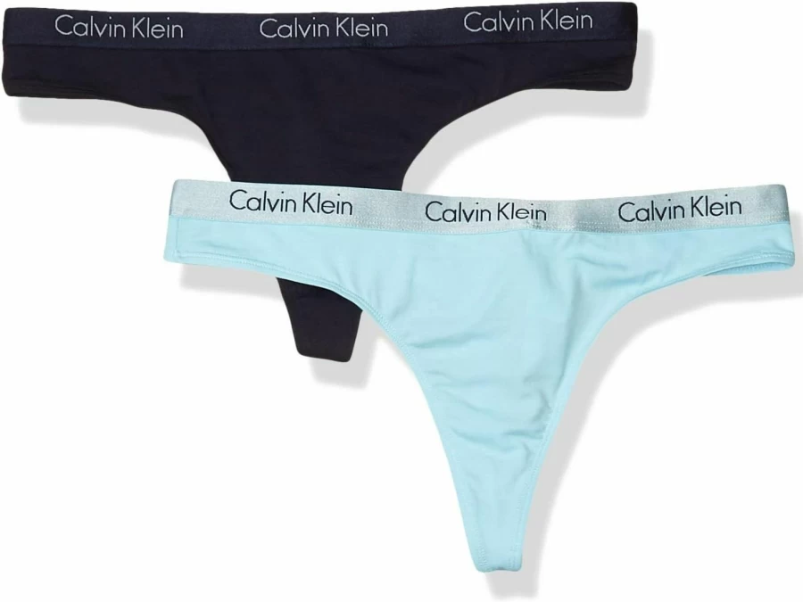 Calvin Klein Women's 2-Pack Cotton Thong Panties Multipack – Comfortable Underwear Essentials