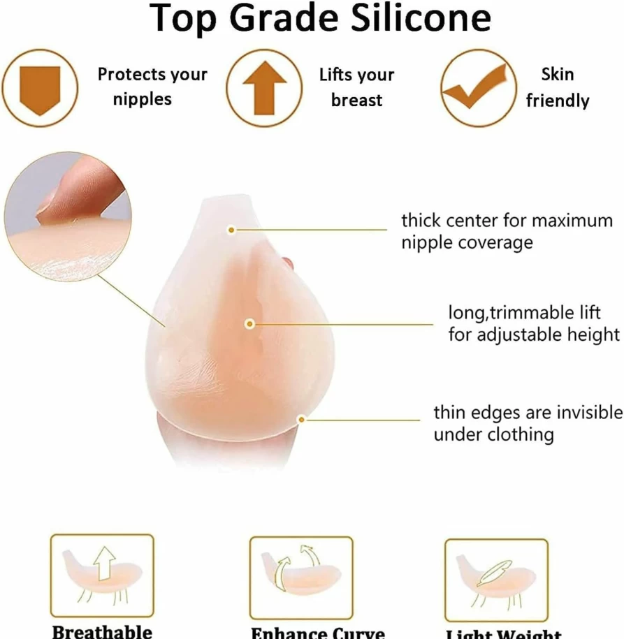 MIXILU Sticky Bra - Invisible Silicone Adhesive Bra with Adjustable Straps for Lift and Support