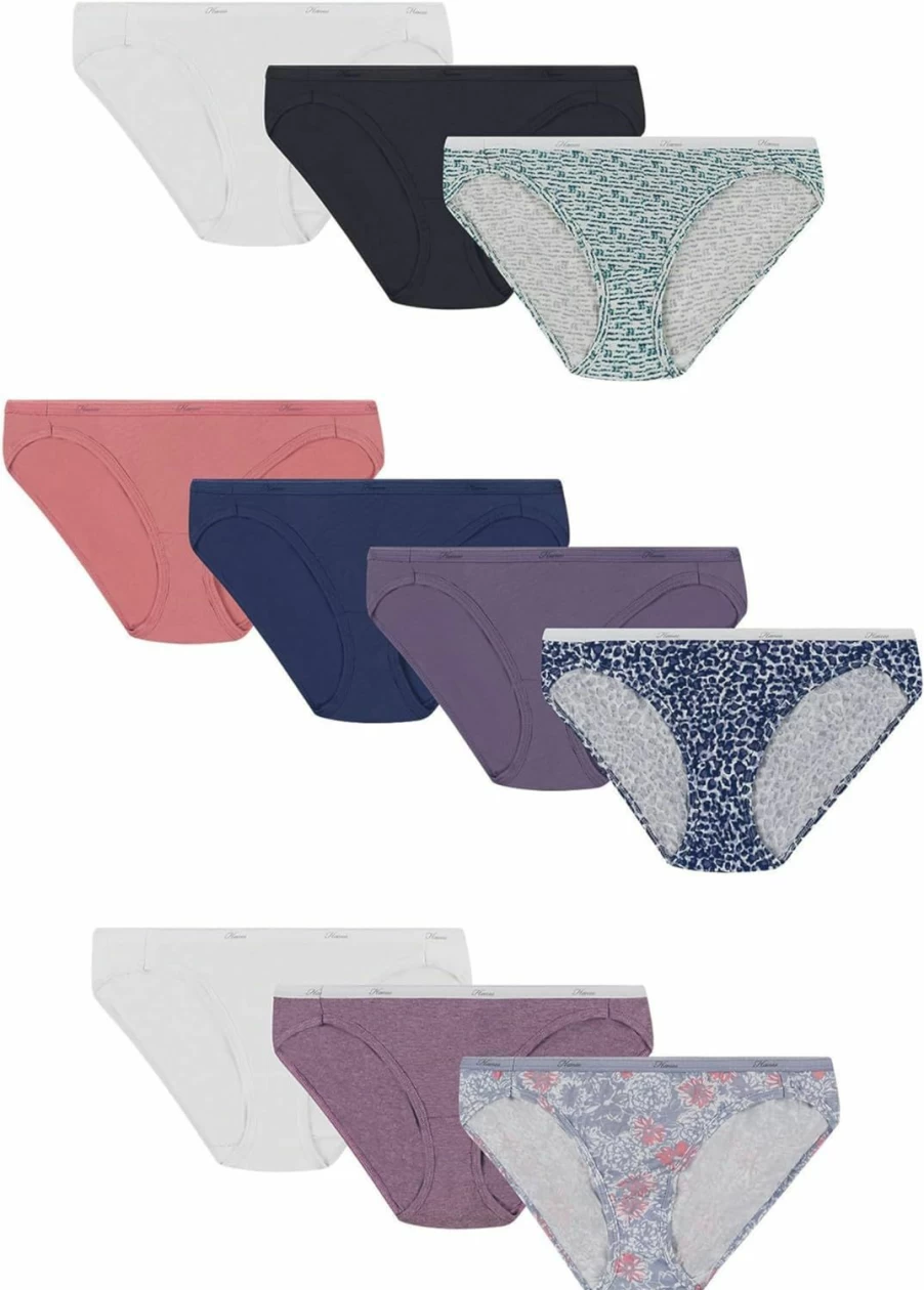 Hanes Women's Cotton Bikini Underwear 10-Pack - Assorted Colors, Comfort Fit, Breathable Panties