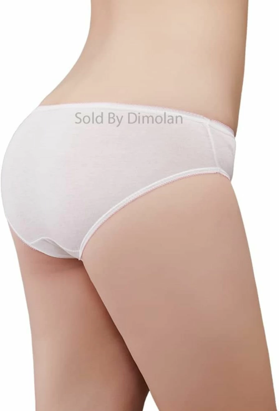 Husviuxin Women's 100% Cotton Disposable Underwear - 10 Pack White Breathable Panties for Travel, Hospital, Postpartum & Daily Use