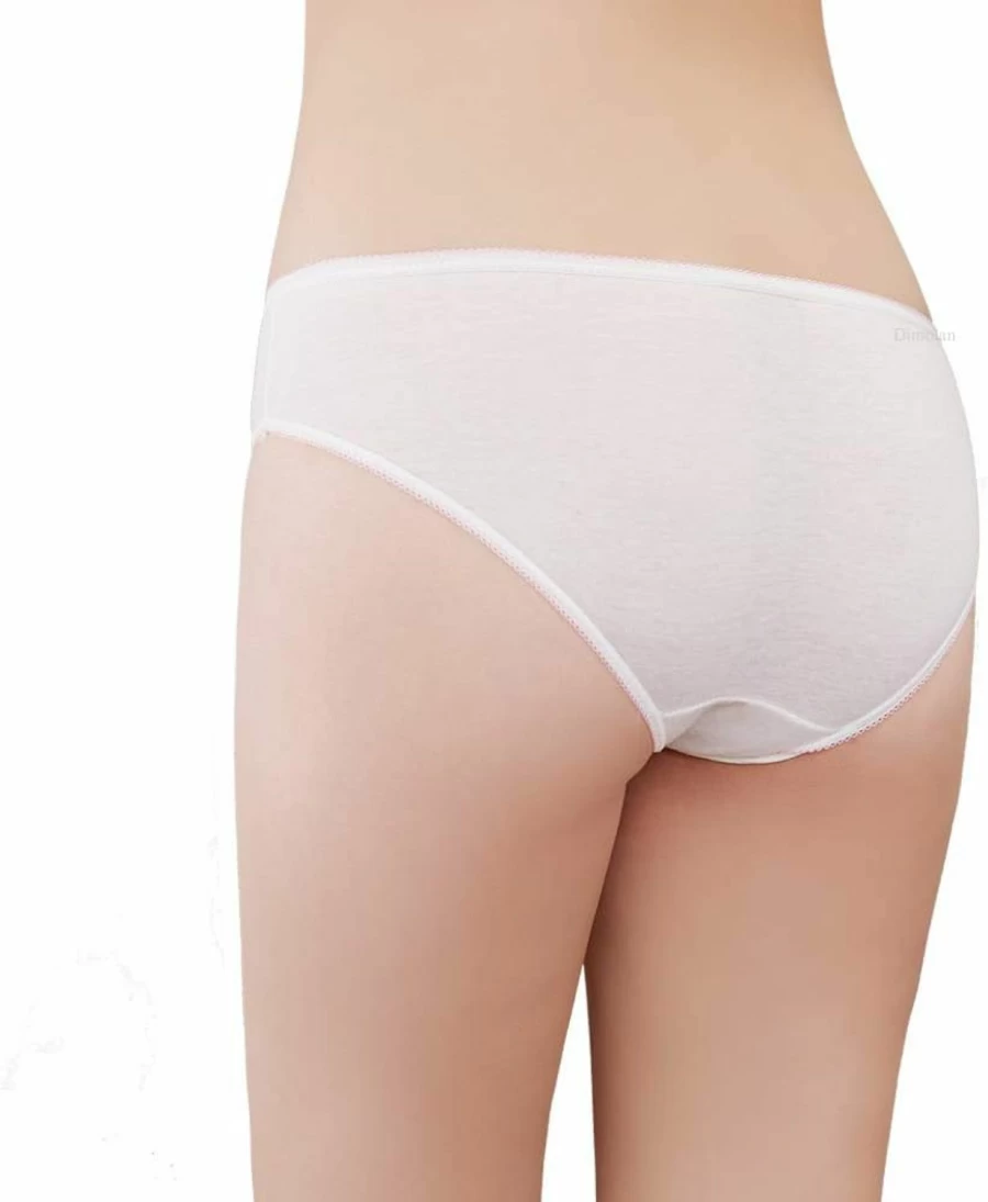 Husviuxin Women's 100% Cotton Disposable Underwear - 10 Pack White Breathable Panties for Travel, Hospital, Postpartum & Daily Use