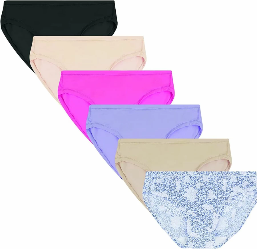 Hanes Women's Comfort Flex Fit Underwear Pack - 6-Pack Microfiber Stretch Brief, Bikini & Thong Panties