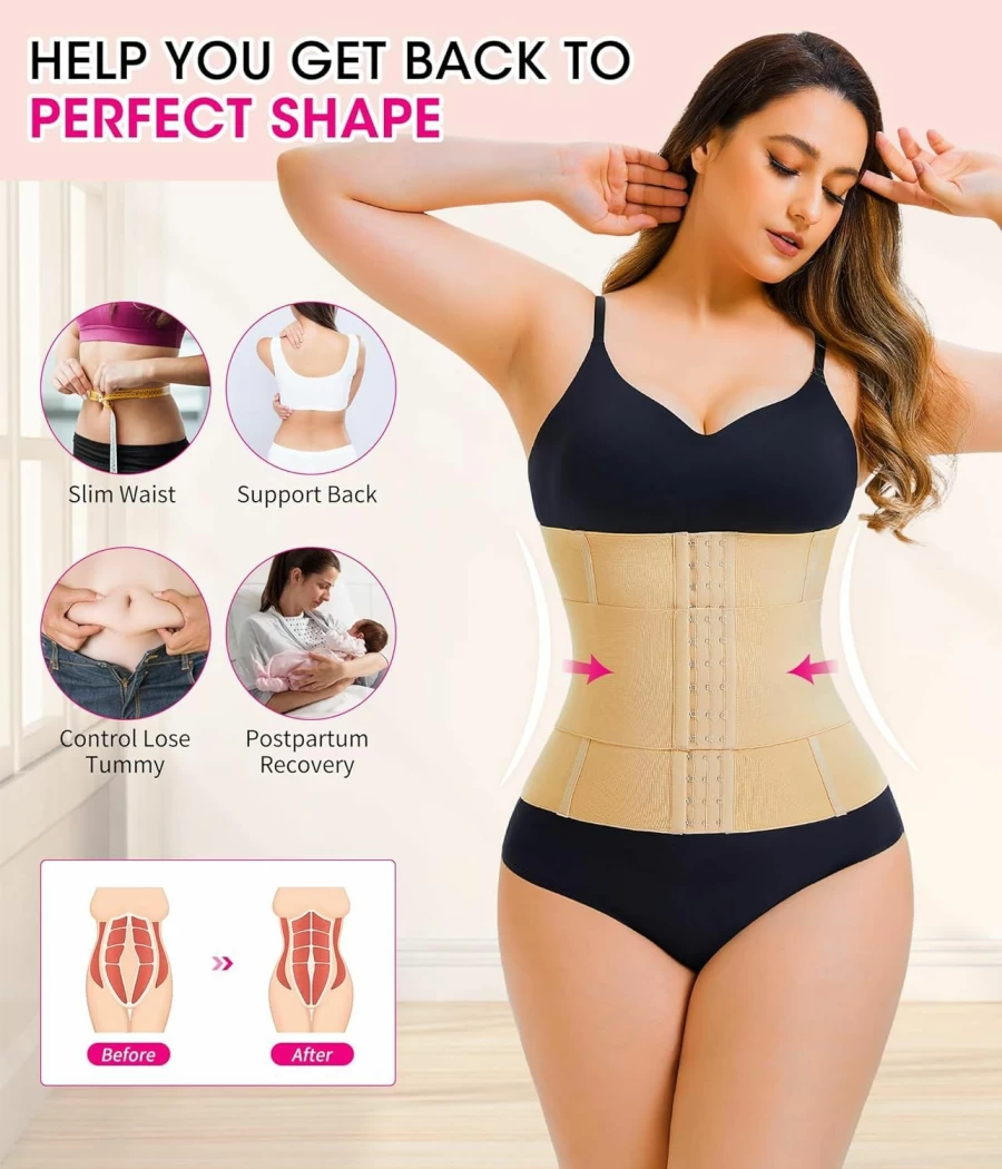 Nebility Women's Waist Trainer - Tummy Control Shapewear for Postpartum, Workout & Body Shaping with Segmented Design