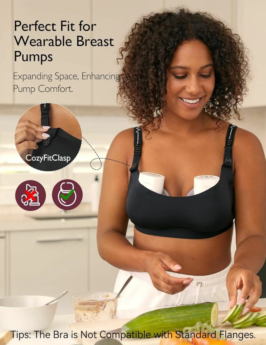 Momcozy Hands Free Pumping Bra - Wireless Nursing Bra for Wearable Breast Pumps, Compatible with Momcozy M5, S12 Pro & More, Comfortable Maternity & Breastfeeding Bra