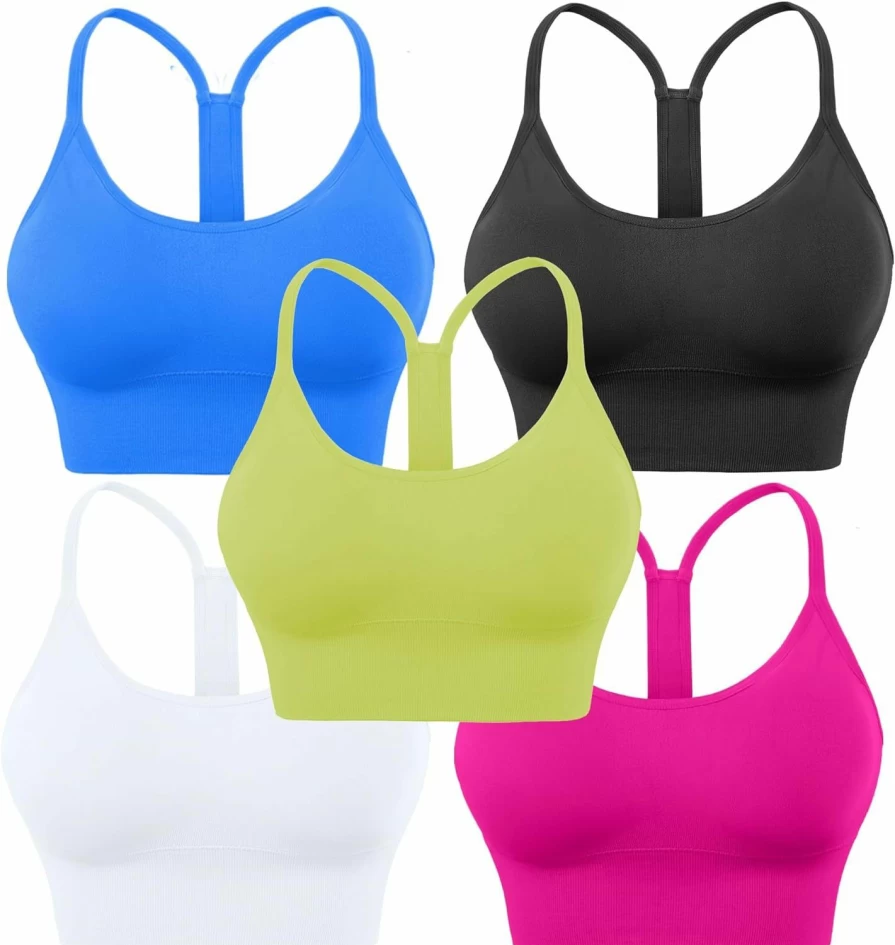 Evercute Women's Racerback Sports Bra - Padded Yoga Crop Top for Workout Fitness Low Impact Support