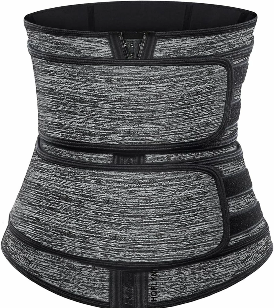 HOPLYNN Women's Neoprene Waist Trainer Corset with Dual Belts – Workout Cincher, Tummy Trimmer & Body Shaper with Zipper for Fitness & Weight Loss