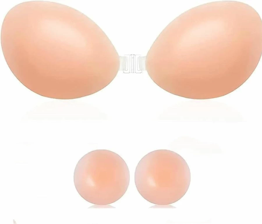 DORCELL Silicone Adhesive Bra Strapless Sticky Push Up Bra for Backless Dresses - Invisible Nipple Covers for Women