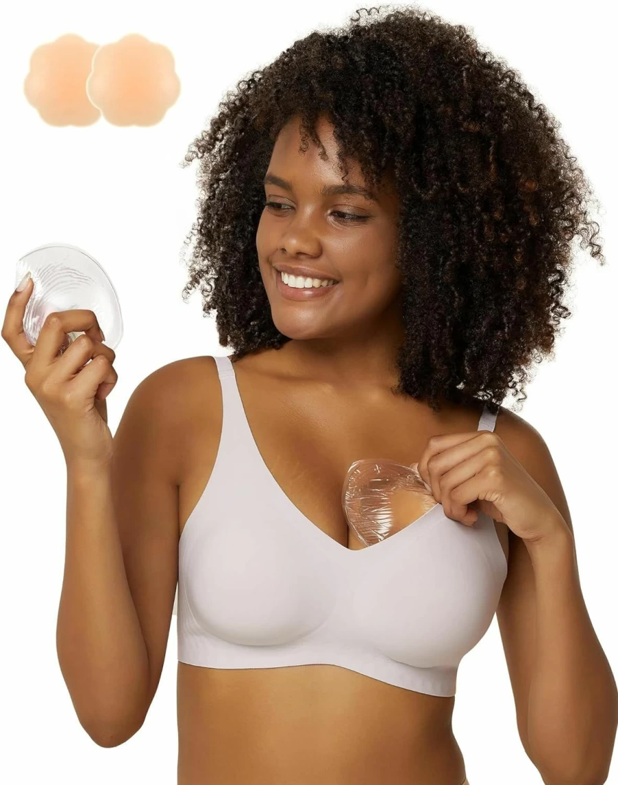 Niidor Removable Self-Adhesive Push Up Bra Pads - Triangle Sticky Bra Cups for Bikini & Swimsuit - Nude Breast Lift Inserts