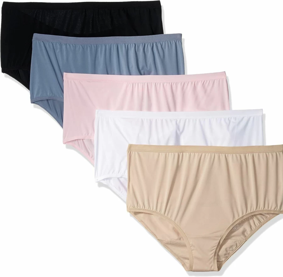 Fruit of the Loom Women's Plus Size 5-Pack Comfort Microfiber Brief Panties | Soft & Breathable Underwear