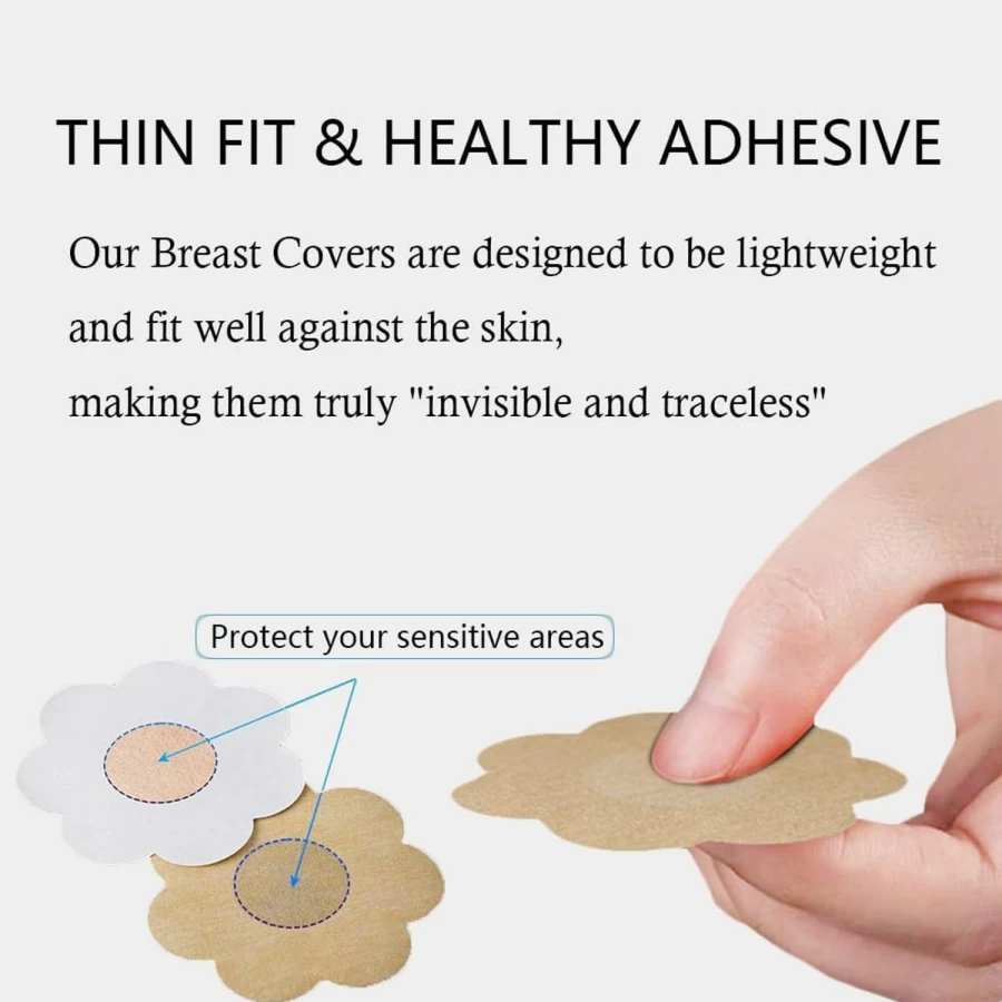 Fovcos 30-Pack Disposable Nipple Covers for Women, Reusable Pasties Breast Petals, Adhesive Bra Covers for Comfort & Modesty