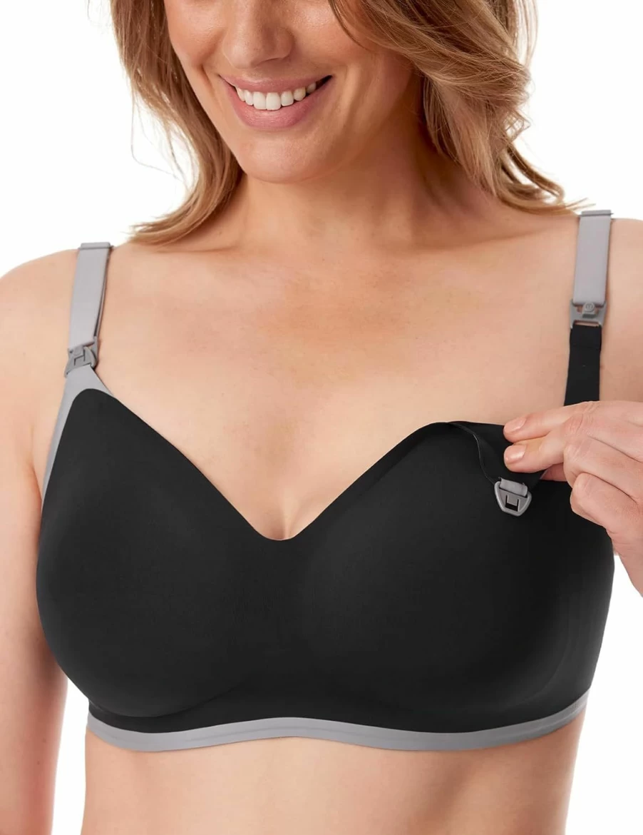 Momcozy Wireless Nursing Bra for Breastfeeding - Comfortable Maternity & Pregnancy Bra, V-Neck Design, Multiple Colors for Everyday Wear