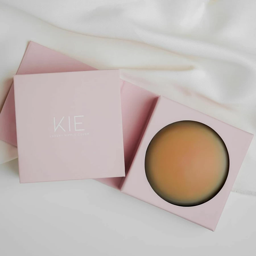 KIE Skin Reusable Nipple Covers - 2 Pairs Adhesive Breast Pasties for Women, Invisible Sticky Bra for Strapless Dresses & Backless Outfits