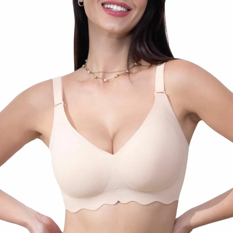 HORISUN Women's Lace Seamless Push Up Bra - Soft Full Coverage No Underwire Comfort Bra