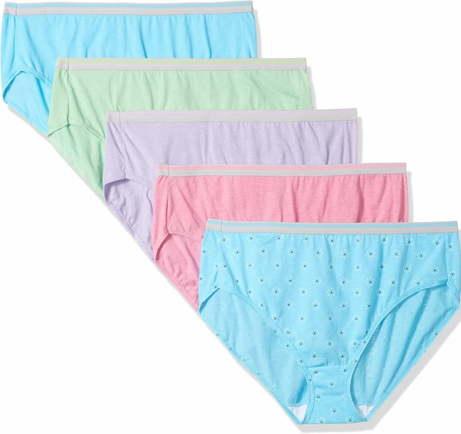 Fruit of the Loom Women's Plus Size Cotton Hi-Cut Panties 5-Pack - Soft Comfort Fit Underwear