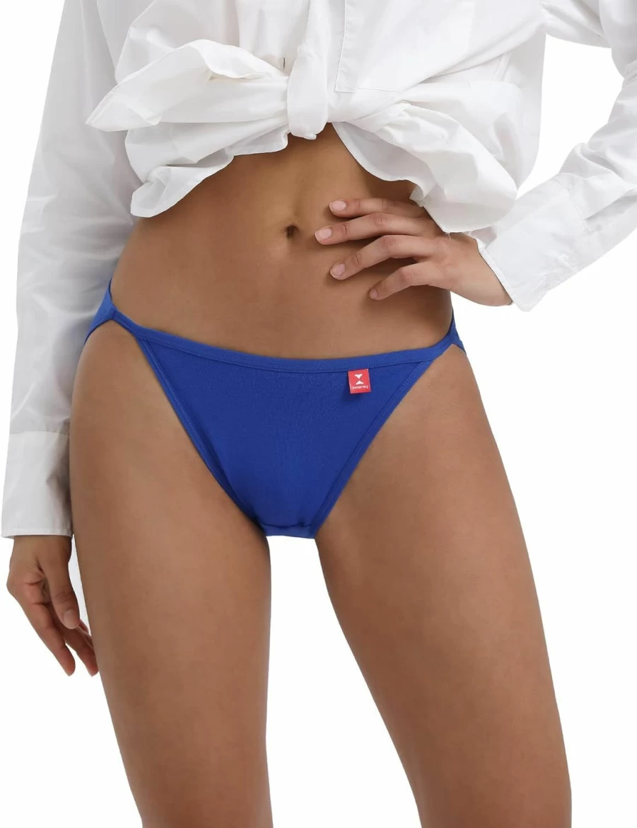 INNERSY Women's High-Cut Cotton Bikini Underwear 6-Pack - Stretchy & Sexy String Panties