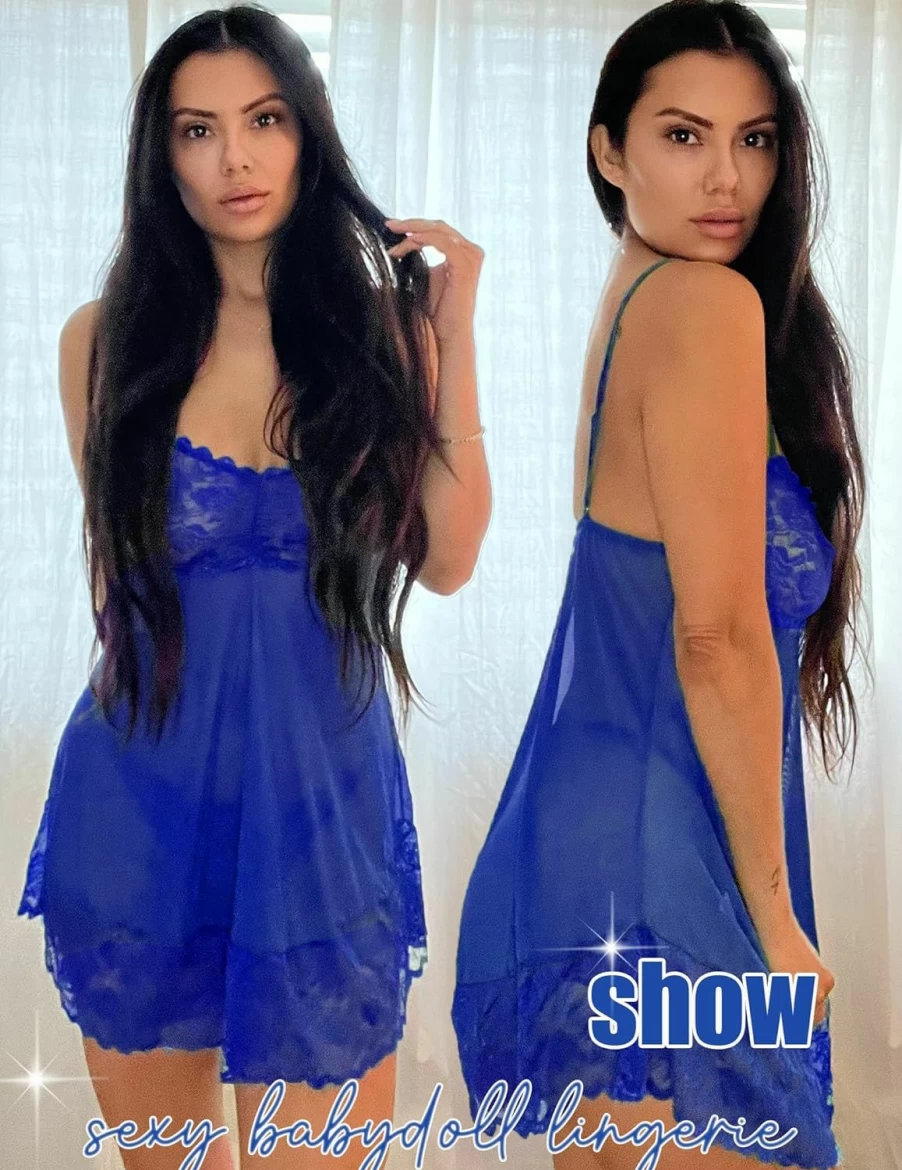 Avidlove Lace Babydoll Lingerie for Women - Sexy Sheer Mesh Chemise Nightie for Bridal Wedding Night