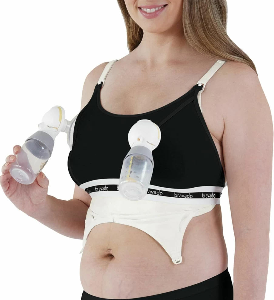 Bravado Designs Hands Free Pumping Bra – Adjustable Clip and Pump Nursing Bra for Comfortable Breastfeeding (Sizes S-XL)