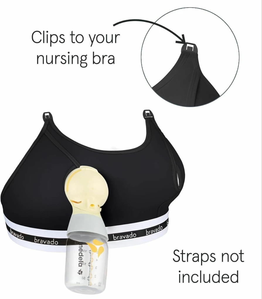 Bravado Designs Hands Free Pumping Bra – Adjustable Clip and Pump Nursing Bra for Comfortable Breastfeeding (Sizes S-XL)