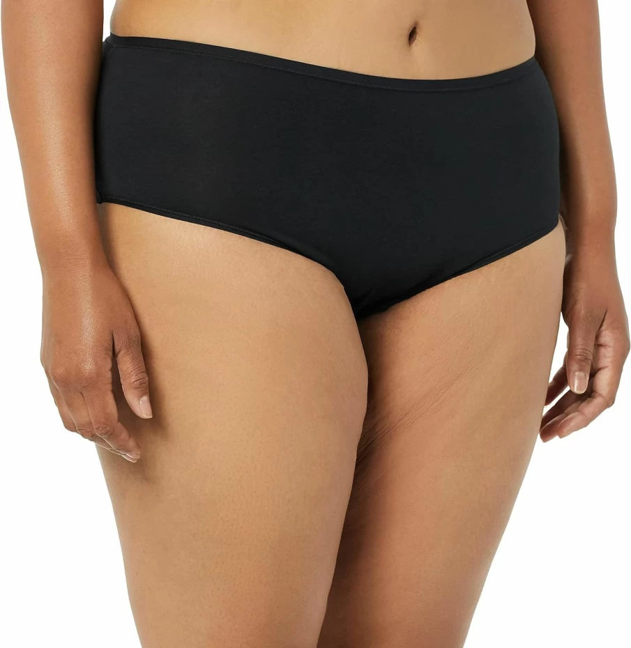 Amazon Essentials Women's Soft Cotton & Lace Midi Brief Underwear 4-Pack - Comfortable Ladies Panties Multipack