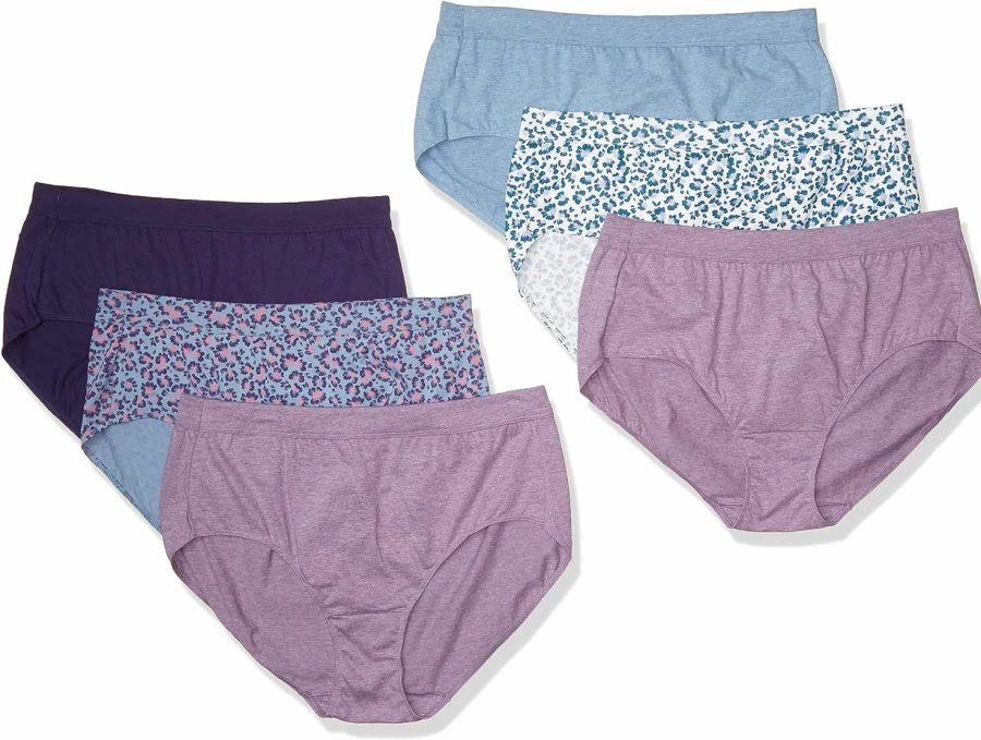 JUST MY SIZE Women's Plus Size Ultra Soft Comfort Briefs 6-Pack - Cool & Breathable Cotton Underwear