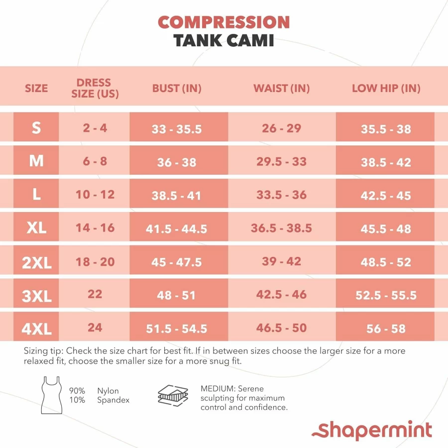 EMPETUA Women's Tummy Control Compression Cami - Shapewear Tank Top for Waist Slimming, Black