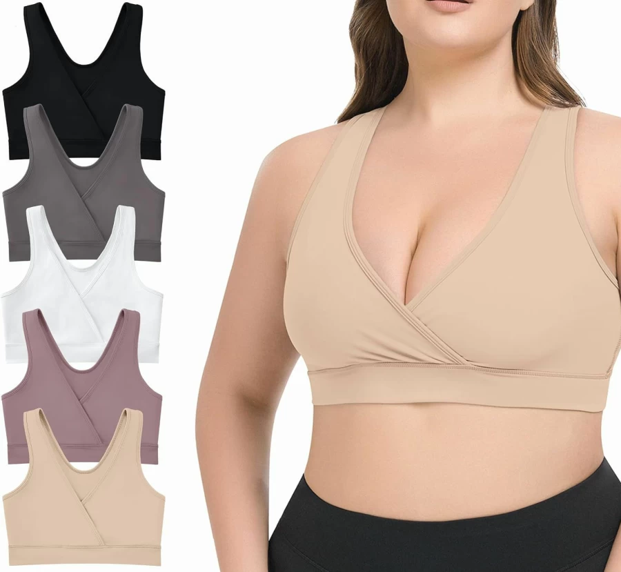 VIMMYTHS Women's Maternity Nursing Bras 5Pack - Racerback Bralette for Pregnancy & Breastfeeding Comfort (S-4XL)