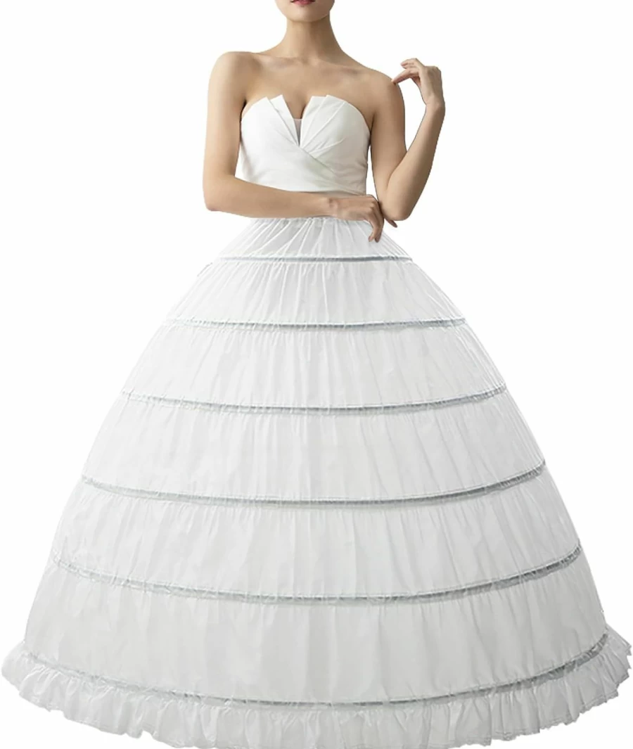 Dgdgcool Women's 6 Hoop Crinoline Petticoat Underskirt for Ball Gown & Wedding Dress