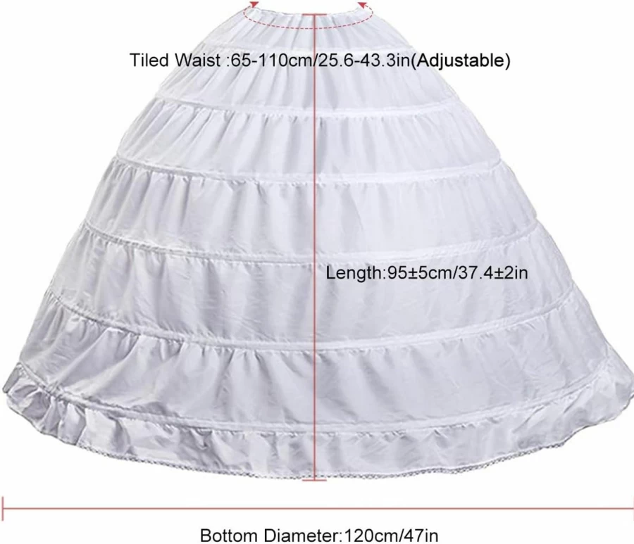 Dgdgcool Women's 6 Hoop Crinoline Petticoat Underskirt for Ball Gown & Wedding Dress