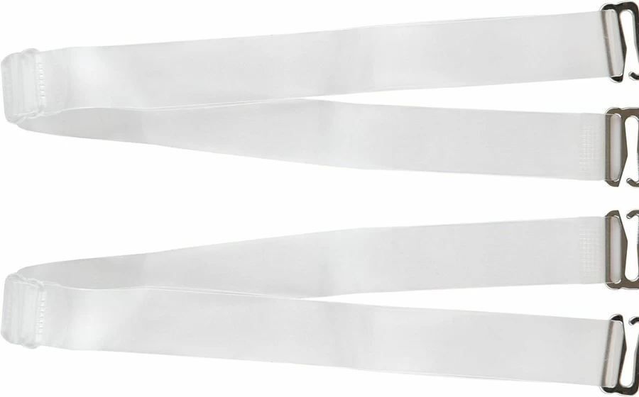 Fashion First Aid Clear Bra Straps - Invisible 20mm Wide with Metal Hooks - 1 Pair Comfortable Stay-Visible Straps