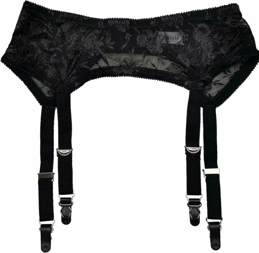 "TVRtyle Women's Vintage Black Garter Belt with 4 Metal Clips for Stockings - Sexy Lingerie Accessory"